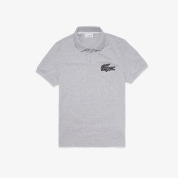 Lacoste Lacoste Regular Fit Crocodile Badge Cotton Piqué Polo Shirt Pánské - Polo Bílé / Červené | C